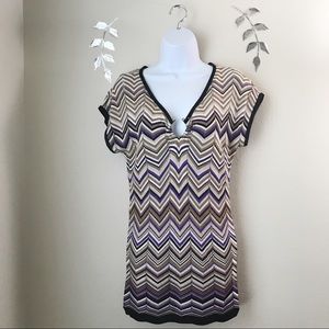 Cache Stretch Knit Top Size XS Striped Multicolor